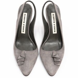 Manolo Blahnik Gray Women's Heels with Ruffle Accent